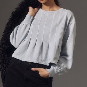 Pilcro Anthropologie cropped pleated light blue sweater